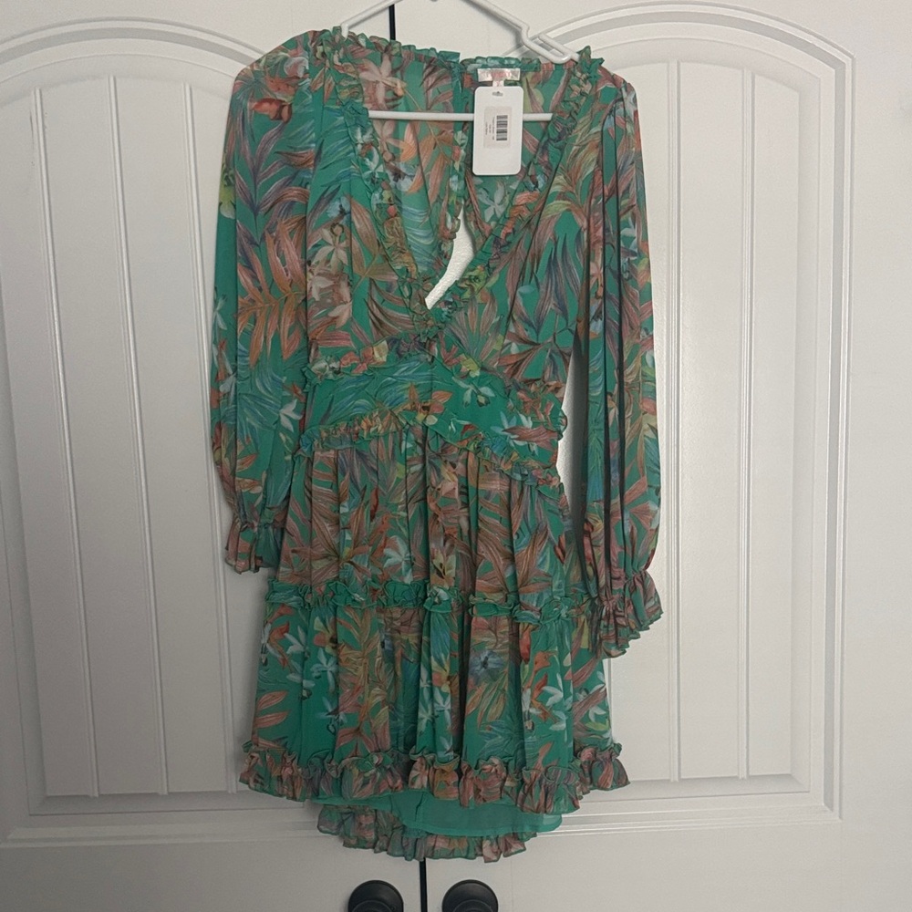Luxxel Tropical Green High Low Dress